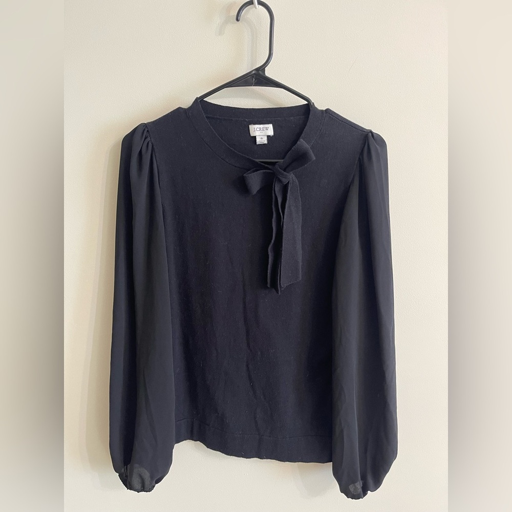 J Crew Black Bow Sweater Size S